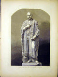 Original Old Antique Print Statue Gladstone Liverpool 1870 19th