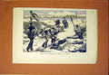 Original Old Antique Print Prussian Advanced Works Paris Cooking Trenches 1870