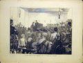 Original Old Antique Print Penny Reading Highlanders Aldershot 1870 Victorian