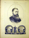 Original Old Antique Print Portrait Childers Mp Communion Plate Crathe 1870 19th