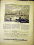 Original Old Antique Print King Portugal British Lisbon Maritime Naples 1870