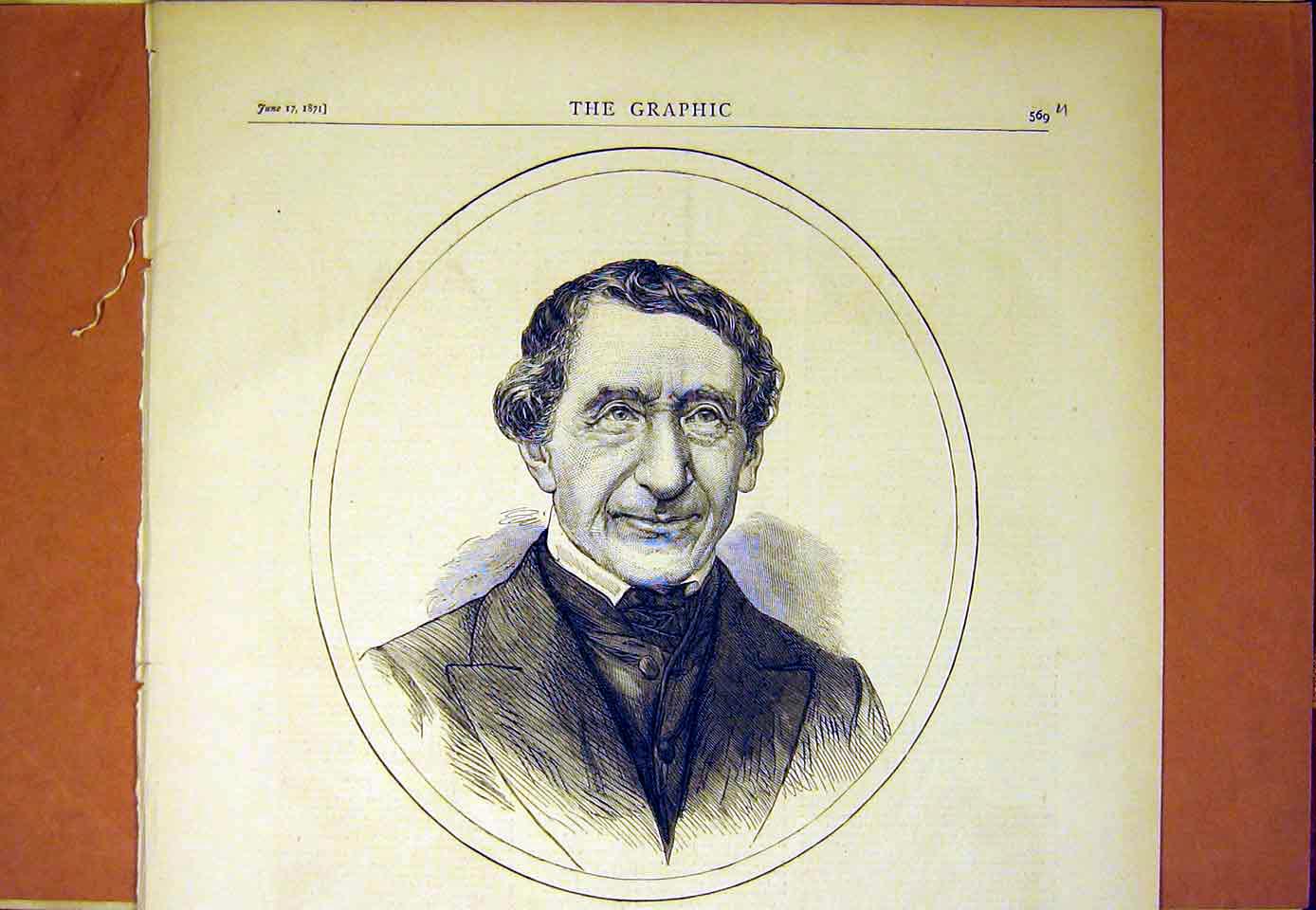 Original Old Antique Print Portrait Dr Dollinger Doctor 1870 19th