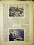 Old Antique Print Gallo-Roman Remains Ruins Amphitheatre Paris Arena 1870 19th