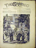 Original Old Antique Print Oxford Commemoration Show Sunday University 1870 19th