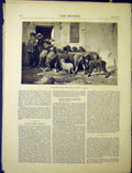 Original Old Antique Print Return Flock Sheep Jacque Fine Art 1870 Victorian