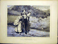 Original Old Antique Print Blithe May Day Pettie Fine Art 1870 Ladies Walk 19th
