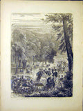 Original Old Antique Print Ascot Races Avenue Windsor Park Cup Horse 1870 19th