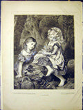 Original Old Antique Print Foundling Orphan Baby Children Anderson Fine Art 1870
