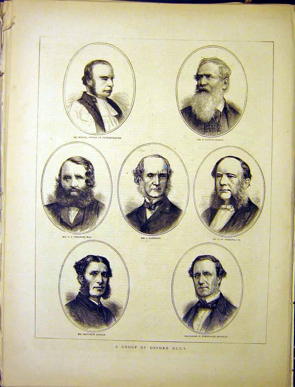 Original Old Antique Print Portrait Oxford Dcl Freeman Hardy Mager Arn1870 19th