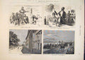Original Old Antique Print American Watering Place Bathing Promenade 1876 19th