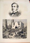 Old Antique Print Portrait Elliot Constantinople War Child Cat Ruins 1876 19th