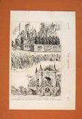 Original Old Antique Print Ghent Tercentenary Pacification Procession 1876 19th