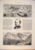 Old Antique Print Mountain Accidents Felik Joch Switzerland Armillan 1876 19th