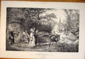 Original Old Antique Print Fete Normandy France Hennessy Donkey Fine Art 1876