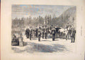 Original Old Antique Print Queen Colours Royal Scots Ballater Durand 1876 19th