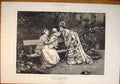 Old Antique Print First Caresses Girard Baby Mother Garden Fine Art 1876 19th