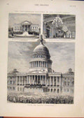 Original Old Antique Print Presentential Election United States 1876 White House