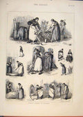 Original Old Antique Print Female Labour Germany Sweepers Street 1876 Victorian