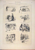 Original Old Antique Print Bracebridge Hall Irvine Caldecott Sketches 1876 19th