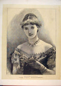 Original Old Antique Print Portrait Lady Woman First Engagement Fine Art 1876