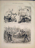 Original Old Antique Print Asia Russians Studen Artist Czarevich Lom River 1877