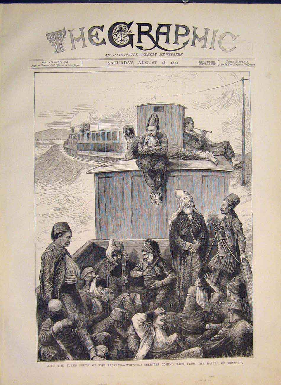 Original Old Antique Print Balkans Turks Siers Battle Kezanlik War Russian 1877