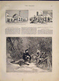 Original Old Antique Print Caribou Cariboo Hunt Hunting Canada Mosque Rasgrad