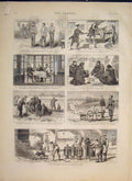 Old Antique Print Russians Czar Tea Kitchen Biela Plevna Poudin Dragoons