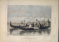 Original Old Antique Print Picnic Party Lagoon Kilburne Boat Boats Fine Art 1877