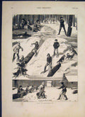 Original Old Antique Print Manitoba Life Sketches Dogs Sledges Snow 1877 19th