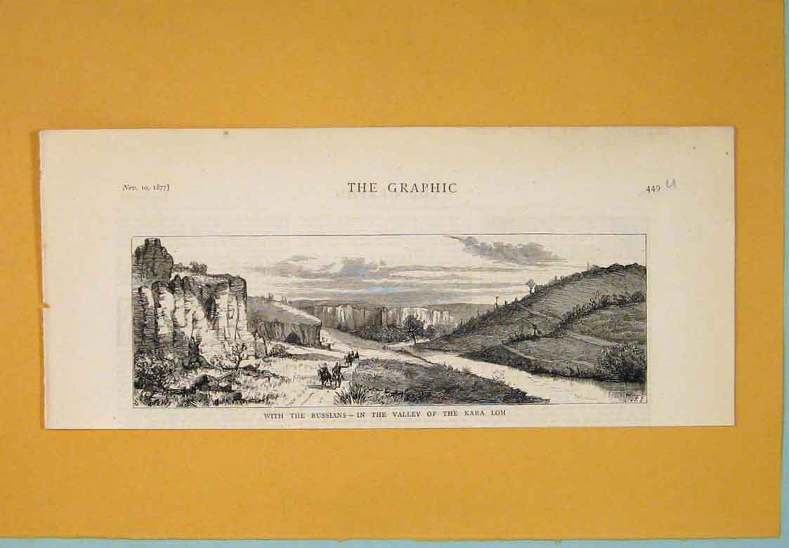 Original Old Antique Print Russians Valley Kara Lom Russia 1877 19th