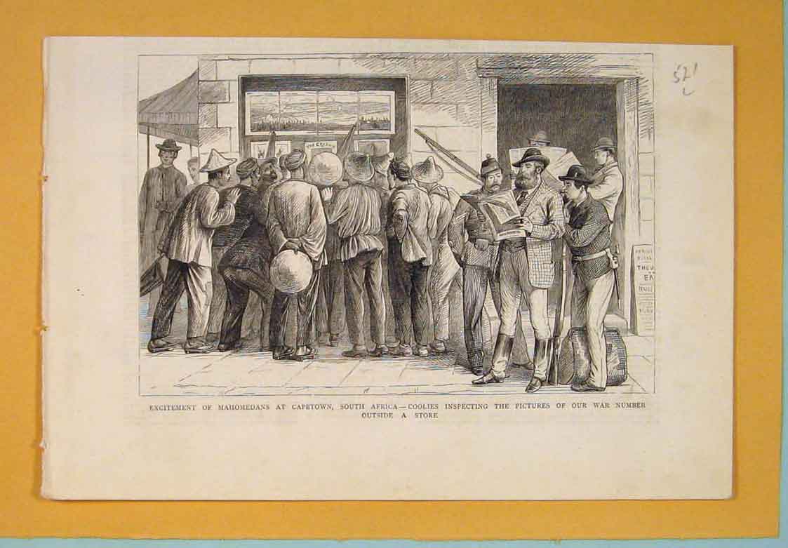 Old Antique Print Mahomedans Cape Town South Africa Store Pictures 1877 19th