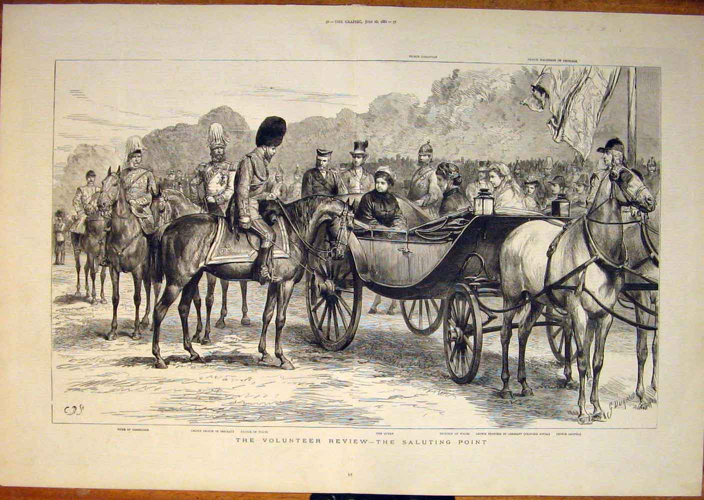 Original Old Antique Print Prince Wales Princess Royal Germany Duke Queen Leop