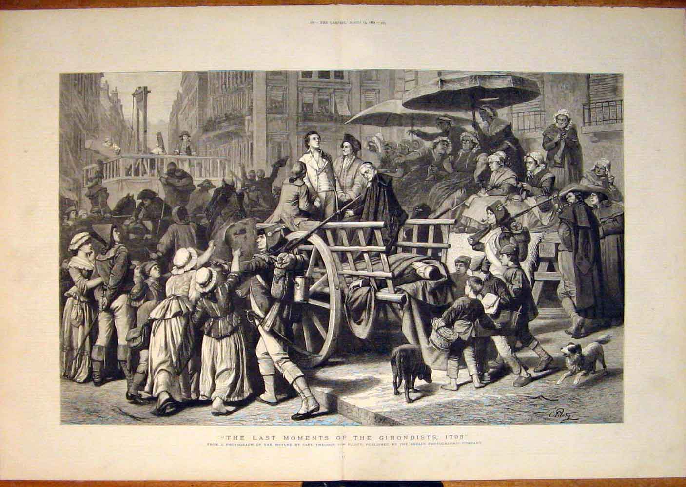 Original Old Antique Print Girondists 1798 Piloty Photograph 1881 18th Century