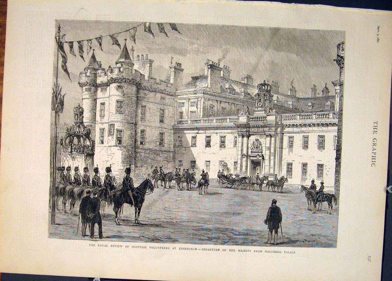 Original Old Antique Print Royal Scotland Edinburgh Holyrood Palace Siers 1881