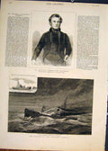 Original Old Antique Print Portrait Bright Steamship Solway Fire Steam Ship 1881