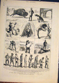 Original Old Antique Print Marquis Lorne Hall Winnipeg America Red Indian 1881