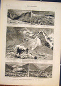 Original Old Antique Print Pacific Siege Riskopf Artillery Mountain 1881 19th