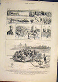 Original Old Antique Print Marquis Lorne Mounted Police Hall Sketches 1881 19th