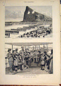 Original Old Antique Print Egypt War Alexandria Ship Hms Rosina 1882 Victorian