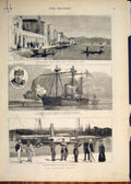 Old Antique Print Italy Therapia Hms Condor Antelope Alexandria Egypt War