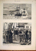 Original Old Antique Print Bacchante Osborne Lively Ships Egypt Catalonia 1882