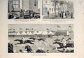 Original Old Antique Print Cairo Races Sketch Military Horse Horses 1882 19th