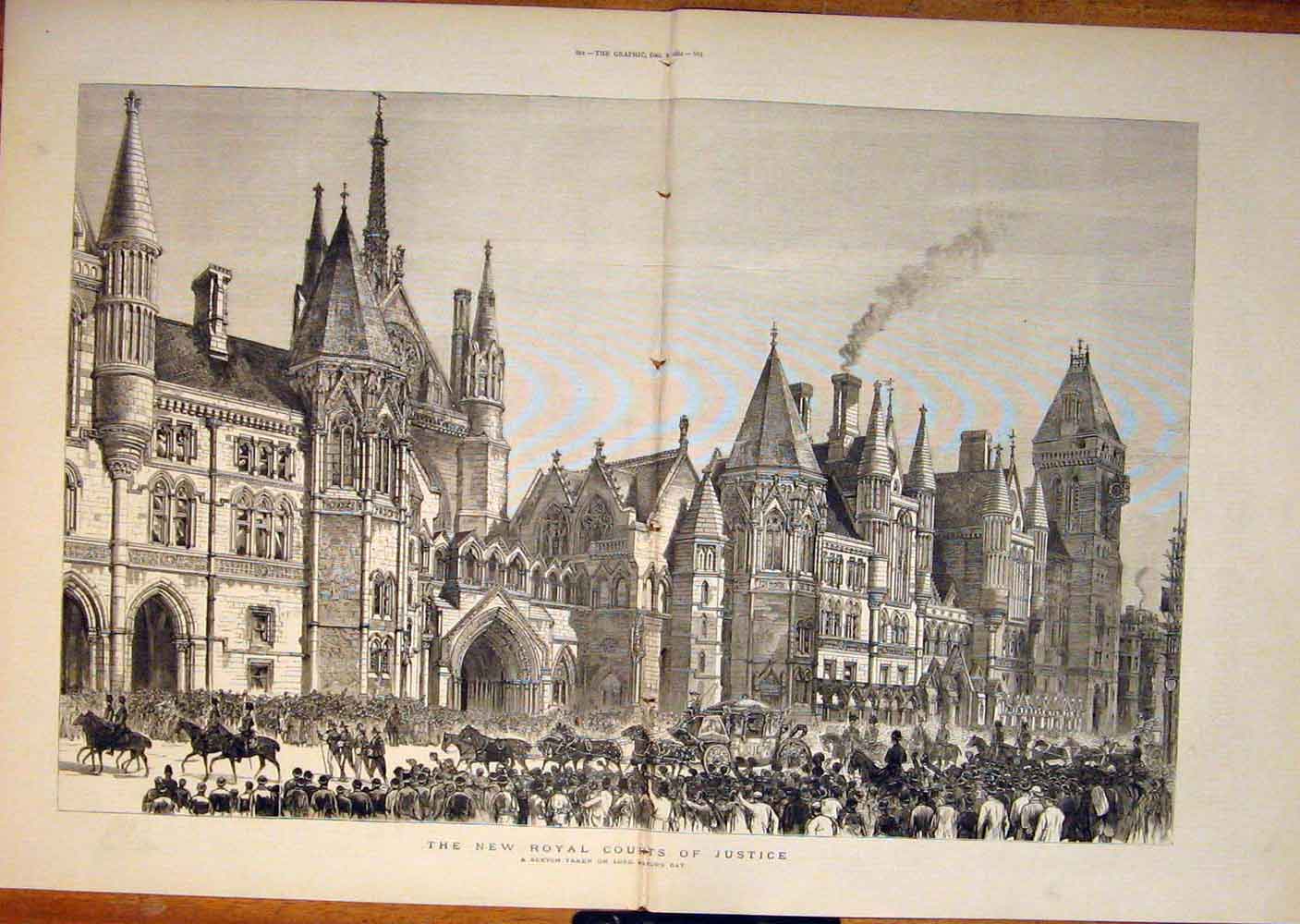 Old Antique Print Royal Court Justice London Sketch Lord Mayor Carriage