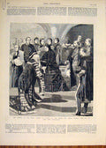 Original Old Antique Print Royal Courts Chancellor Queen London Judges 1882