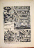 Original Old Antique Print London Schoolthames Prince Wales Theatre 1882 19th