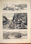 Original Old Antique Print Madagascar Africa Island Native Bridge 1882 Victorian