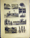 Original Old Antique Print Sketches Loanda South-West Africa Dande River 1883