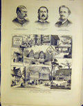 Original Old Antique Print Portrait Lowndes Pakenham Shaw Timber House Kent 1883