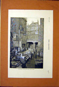 Original Old Antique Print Roman Bath Excavations Ruins 1883 19th
